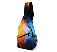 Multifunzionale Borsello A Tracolla Ice Water Fire Flame Red Blue Tracolla Borse Moda,Unisex Borsa Tattica Sul Petto Militare per Trekking Uomo Alpinismo