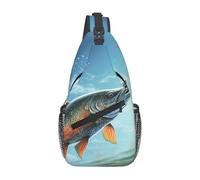 Multifunzionale Borsello A Tracolla Safflower Flying Fish Borsa Sul Petto Sportivo,Multiuso Borsa A Spalla Uomo per Uso Quotidiano Viaggio Trekking