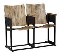 Multifunzionale, Design Ergonomico, Panca a 2 Posti Fatta a Mano in Legno Massello di Mango e Acciaio, Il Montaggio è Semplice, Stile Cinematografico per L'arredamento della