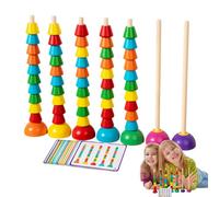 Multifunzionale, giocattolo per il trasporto di perline - Wooden Bead Stacking Toy | Wooden Color Sorting Stacking Toys | Early Education Puzzle Game | Color Sort Stackings Counting Toys | Funny