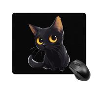 Multifunzionale Tappetino per Il Mouse Cat Black with Yellow Eyes Printed 25X30Cm, Tappetini Mouse Pratica Gaming Mousepad per Ufficio Casa Laptop