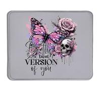 Multifunzionale Tappetino per Il Mouse Flower Butterfly Skull Be The Best Version of You Inspirational Gaming Mousepad Tappetino Mouse 25x30cm per Laptop,Notebook,Casa