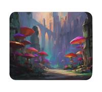 Multifunzionale Tappetino per Il Mouse Glowing Mushrooms And Ancient Ruins Gaming Mousepad Tappetino per Mouse 25x30cm per Laptop,Computer,Ufficio