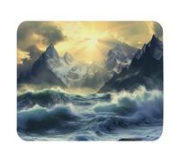 Multifunzionale Tappetino per Il Mouse Ocean Waves Crashing Against The Rocks of High Mountains Gaming Mousepad Tampone per Mouse 25x30cm per Laptop,PC,Ufficio