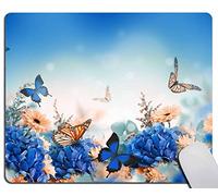 multifunzionaleTappetino per Il MouseBlue Butterflies Hydrangeas And Daisies Premium-TexturedGaming MousepadTampone per Mouse25x30cmperPC,Laptop,Ufficio