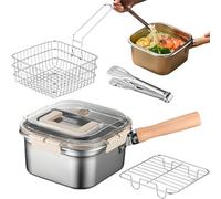 Multifunzione Frying Cooker Set, Deep Fryer Pan Set, Portable Fish Fryer With Oil Drip Rack, Outdoor Stove Top Cooking Tools for Camping Picnic Garden BBQ Friend Gatherings Family Party