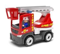 MultiGO Fire Sandbox giocattolo per bambini dai 3 anni in su, grande scala girevole con vigile del fuoco, giocattolo di sabbia per giochi all'aperto, camion dei pompieri per il giardino
