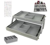 Multilevel Smart Drawer Organizer, 2 Tiers/3 Multi-Drawer Storage Organizer, Multi Level Expandable Drawers Organizers, Foldable, for Office, Kitchen, Desk, Makeup, Jewelry (2)