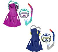 Bestway 25046-5 Set Maschera per snorkeling con boccaglio e pinne per bambini, 7+ anni