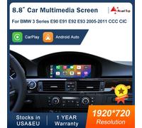 Multimediale per auto Android Auto CarPlay wireless da 8,8 pollici per BMW Serie 3 E90 E91 E92 E93 2005-2011 CCC CIC Display touch screen