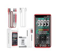 Multimetro Digitale Intelligente Touch Screen Tester Transistor 9999 Conta True Auto Range DC/AC 10A Meter Lettura Rapida Accurata Facile(621A Red sheath)