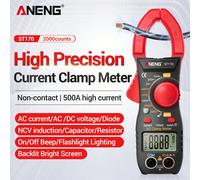 Multimetro professionale ANENG ST170 pinza amperometrica senza contatto, 1999 conteggi, schermo LED, misurazione corrente CA, NCV induttivo nero,rosso,gialloABS