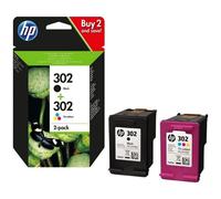 MULTIPACK 2 CARTUCCE ORIGINALI HP X4D37AE 302 BK NERO TRICOLORE