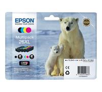 MULTIPACK 4 CARTUCCE INCHIOSTRI ORIGINALI EPSON 26XL ORSO POLARE NERO + COLORI