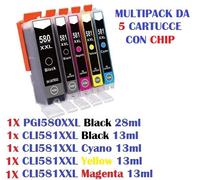 MULTIPACK 5 CARTUCCE COMPATIBILI CANON PIXMA TS8152 TS8200 TS8240 TS8241 TS8242
