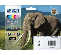 Multipack 6 cartucce EPSON Elefante 24 Nero, Giallo, Ciano, Magenta, Ciano chiaro, Magenta chiaro