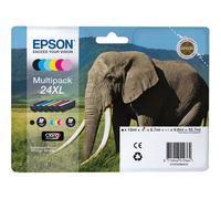 MULTIPACK 6 CARTUCCE INCHIOSTRI ORIGINALI EPSON T2438 ELEFANTE NERO + COLORI