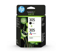 HP 305 2-Pack Tri-color/Black Original Ink Cartridge cartuccia d'inchiostro 2 pz Originale Resa standard Nero, Ciano, Magenta, Giallo