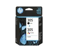 HP 305 2-Pack Tri-color/Black Original Ink Cartridge cartuccia d'inchiostro 2 pz Originale Resa standard Nero, Ciano, Magenta, Giallo