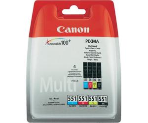MULTIPACK ORIGINALE CANON CLI-551BK-C-M-Y 6509B008 6509B009 PER CANON IP 7250 MG