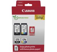 MULTIPACK ORIGINALE CANON PG-575 CL-576 + 50 FOGLI CARTA FOTOGRAFICA 10x15