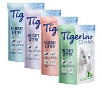 Multipack risparmio! 6 x 5 L Lettiere Tigerino Crystals - 4 varianti: 2 x Sensitive, 1 x Profumo di fiori, 2 x Lavanda, 1 x Aloe vera (c.a 13,2 kg)