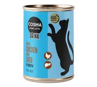 Multipack risparmio! Cosma Drink 12 x 100 g Bevanda snack per gatto - Pollo e Fegato di Pollo