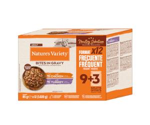 Multipack risparmio! Nature's Variety Bites in Salsa 48 x 85 g - Mix: Pollo, Salmone, Tacchino, Tonno