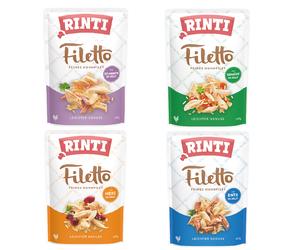 Multipack risparmio! Rinti Filetto in buste 48 x 100 g - Mix: Pollo con Prosciutto, Pollo con Cuore, Pollo con Verdure, Pollo con Anatra