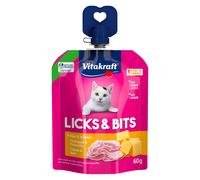Multipack risparmio! Vitakraft Licks & Bits 32 x 60 g - Formaggio & Prosciutto