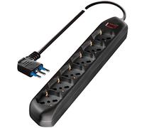 Polypool Multipresa con 6 prese 10/16A 2P+T (italiane / tedesche) Cavo 1,5 mt Spina salvaspazio 10 A 2P+T colore nero - PP2516.2