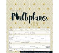 Multiplaner - Time for glamour 2026: Typo-Art Familienplaner, 7 breite Spalten. Schöner Familienkalender mit Ferienterminen, extra Spalte, Vorschau für 2027 und Herz-Datumsschieber. Format: 40x46 cm
