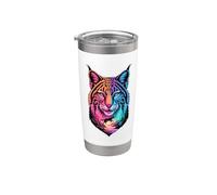 Multiple Exposure Art Lince Bobcat Linci Gatto Selvatico Bicchiere termico in acciaio inox doppia parete