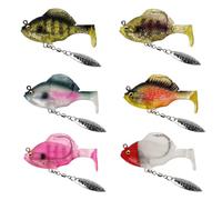 Multiple Pre-Rigged Jig Head Soft Fishing Lures, Multi-Color Bluegill Bionic Swim Lure, 3D Sequin Fishing Lures with Metal Propeller Spinner Blade for Freshwater Saltwater Bass