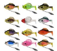 Multiple Pre-Rigged Jig Head Soft Fishing Lures, Multi-Color Bluegill Bionic Swim Lure, 3D Sequin Fishing Lures with Metal Propeller Spinner Blade for Freshwater Saltwater Bass