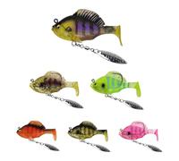 Multiple Pre-Rigged Jig Head Soft FishingLures,3D Fishing Lures with Metal Propeller Spinner Blades,for Freshwater Saltwater,Fishing Lures for Bass Trout Walleye Crappie (10g*6-A)