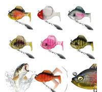 Multiple Pre-Rigged Jig Head Soft FishingLures, 6Pcs Pre-Rigged Jig Head Soft Fishing Lures, 3D Lures with Metal Propeller Spinner Blades for Freshwater Saltwater (6pcs-A,10g)