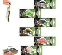 Multiple Pre-Rigged Jig Head Soft Fishinglures, Bluegill Bionic Swim Lure, Multi-Color Metal Propeller Lures for Lake Fishing, Sequin Pre-Rigged Jig Head Paddle Tail (6PCS-A,24g-8cm)