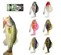 Multiple Pre-Rigged Jig Head Soft Fishinglures, Bluegill Bionic Swimming Bait, 3D Fishing Lures With Metal Propeller Spinner Blades, Vibrating Jigs Baits for Freshwater Saltwater (6*Pcs-B,10 g)