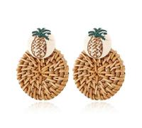 Multiplo Corea Handmade Bamboo Braid Pendente Orecchini di Goccia Rattan Vine Knit Orecchini Lunghi Per Le Donne Ragazza, Misura unica, Agata