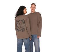 Multiply Apparel - T-shirt marrone oversize a maniche lunghe con stampa "Radial" L