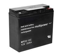 Multipower Batteria al piombo MP22-12C Pb 12V 22AH 2000mAh resistente ai cicli, M5