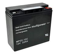 MultiPower Batteria al piombo MP22-12C, tipo cicli, 12,0 Volt, 22000 mAh, con attacco a vite M5