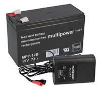 Multipower Batteria Al Piombo MP7-12B Pb 12V 7Ah + Caricabatteria 7,2 Ah 9 8