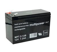 Multipower Batteria al piombo MP7.2-12B 12 Volt 7.200 mAh con connettori da 6,3 mm