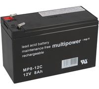 Multipower Batteria Al Piombo MP8-12C Pb 12V 8Ah Ciclo Faston 6,3 12Volt 7Ah