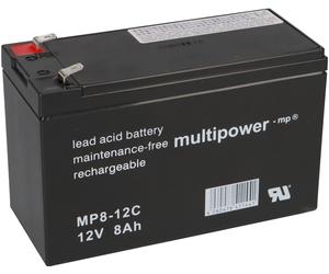 Multipower Batteria Al Piombo MP8-12C Pb 12V 8Ah Ciclo Faston 6,3 12Volt 7Ah