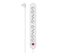 Hama - Multipresa 10 posizioni, 6 Schuko e 4 prese Euro 10 A, spina Schuko, cavo 1.4 metri, bianco, con interruttore