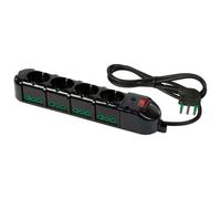 Multipresa 12 Prese Bipasso Con Interruttore Protezione Sovratensioni Spina 90° Ita 16A Nera