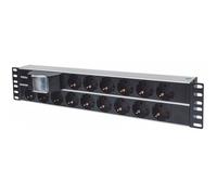 Multipresa 15 Posti 2U con Spina Schuko per armadi RACK 19".